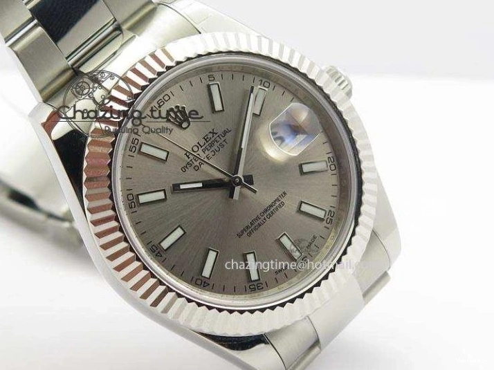 SS II 116334 On Sliver Sticks Dial Markers 41mm A3136 SS Gray Datejust Bracelet 0405